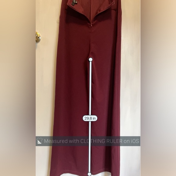 Lulus Maroon Backless Jumper Long Wide Leg Spaghetti Strap Sz M - Picture 12 of 15